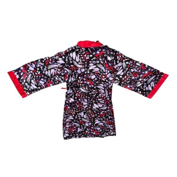 Red Floral Kimono Set Midnight Velvet Joseline Robe and Gown Women’s Size Large - Picture 4 of 12